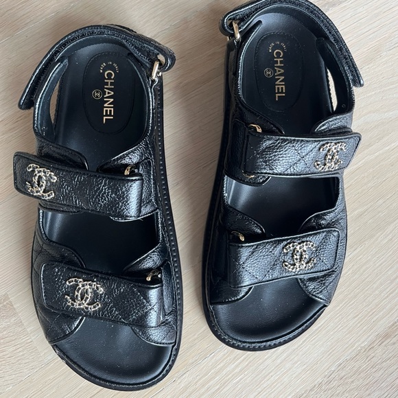 CHANEL Shoes - Slightly used black chanel dad sandals